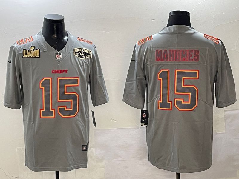 Men Kansas City Chiefs #15 Mahomes Grey 2025 Nike Vapor Limited NFL Jersey style 2105